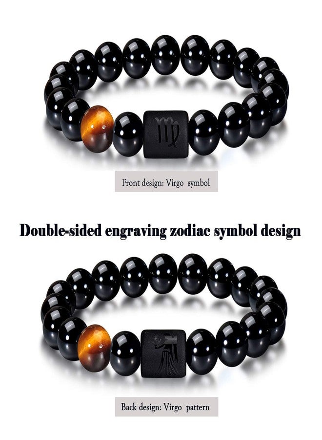 VLINRAS Zodiac Virgo Bracelet for Men Women Virgo Gifts Natural Black Onyx Stone Zodiac Charm Bracelet Constellation Horoscope Jewelry - Image 2